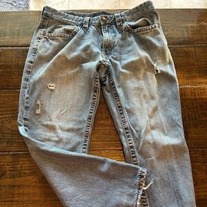 Men's Light Blue Distressed Relaxed Jeans